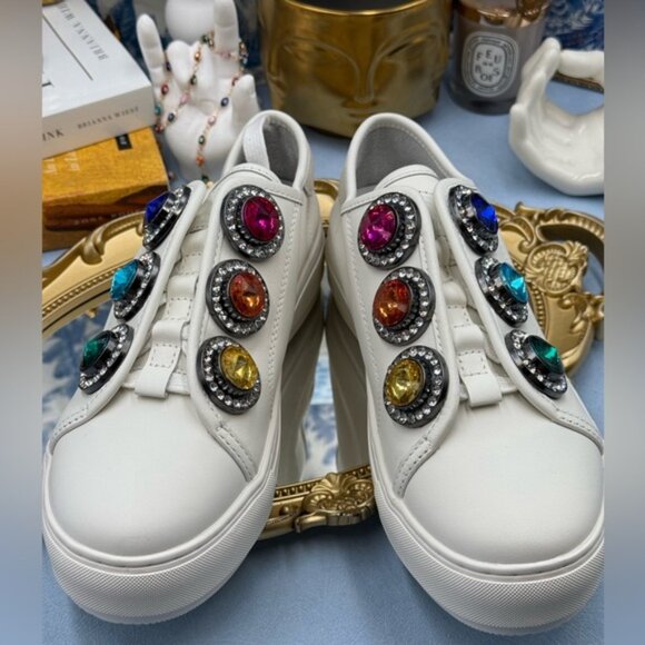 🆕 KURT GEIGER LONDON 🧿 NWOB Laney Octavia Sneaker, White Leather, Sz 39 US 8.5 - Picture 15 of 16
